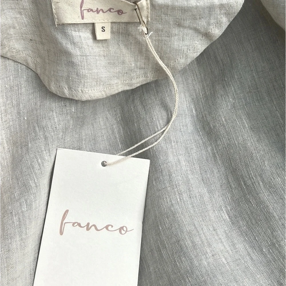 NWT, Fanco 100% Linen Beige Trench Dress Belted Lace-Up Cuff NWT Size S - Picture 13 of 16